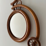 Rare wall mirror bicycle made of bamboo and rattan from the 1960s.