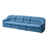 Canapé bleu à 4 modules des années 1970 – design moderniste vintage italien