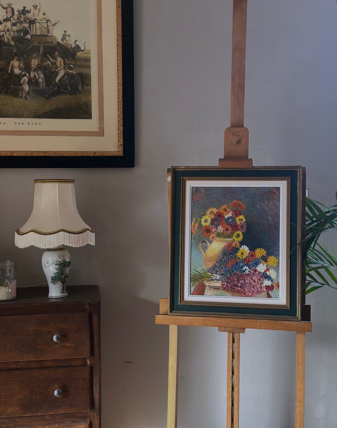 Framed oil on canvas – Flower bouquet, Yvonne Sellier