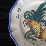 Flat plate No. 4 The Roosters signed Lunéville Keller & Guérin diam. 25.5c