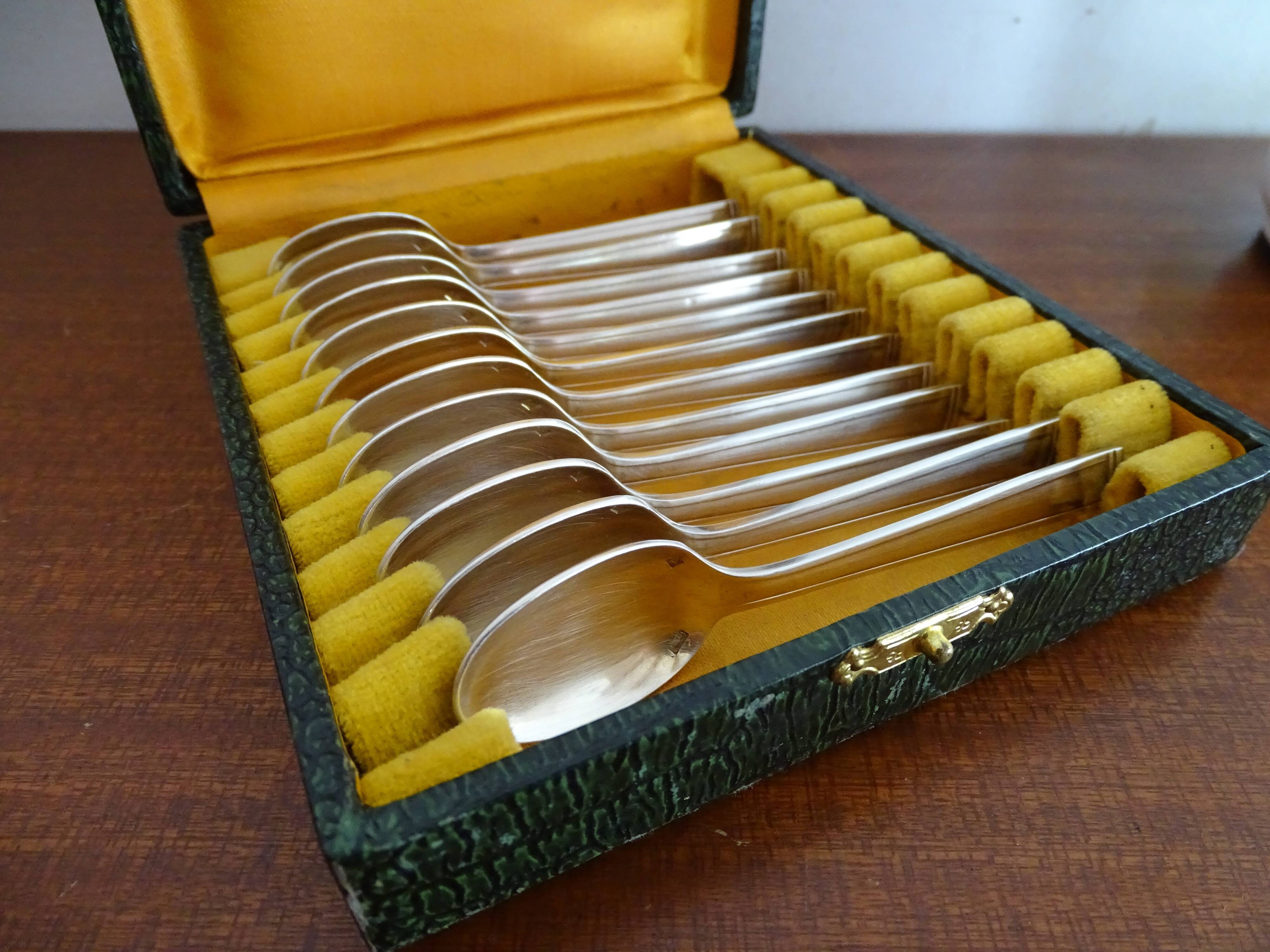 12 teaspoons Ravinet denfer silver metal Art Deco 10 cm