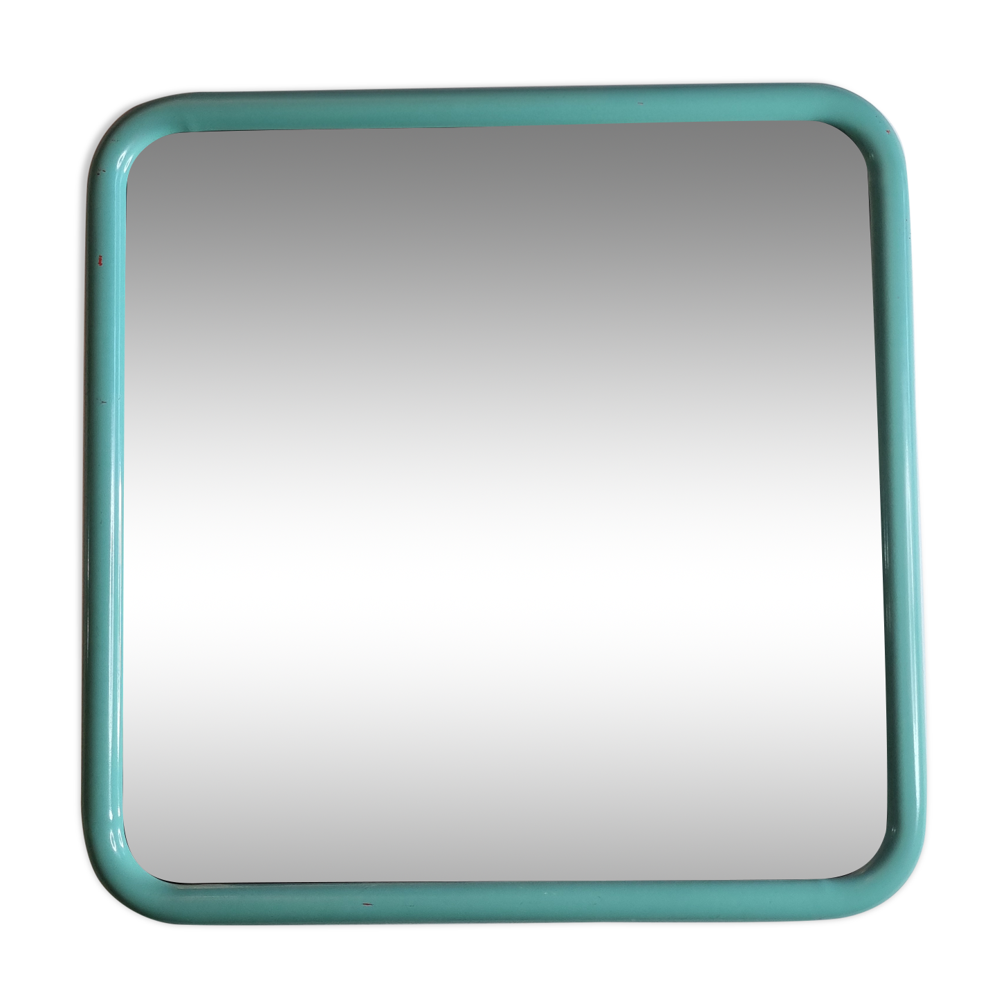 Vintage mirror in painted tubular steel of rectangular shape, 60 cm