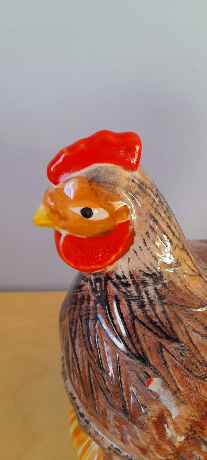 Terrine poule en céramique émaillée 1960