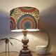 rustic chic solid wood lamp, ethnic wax lampshade with circles