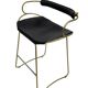 Bar stool with a vintage brass backrest and black leather.