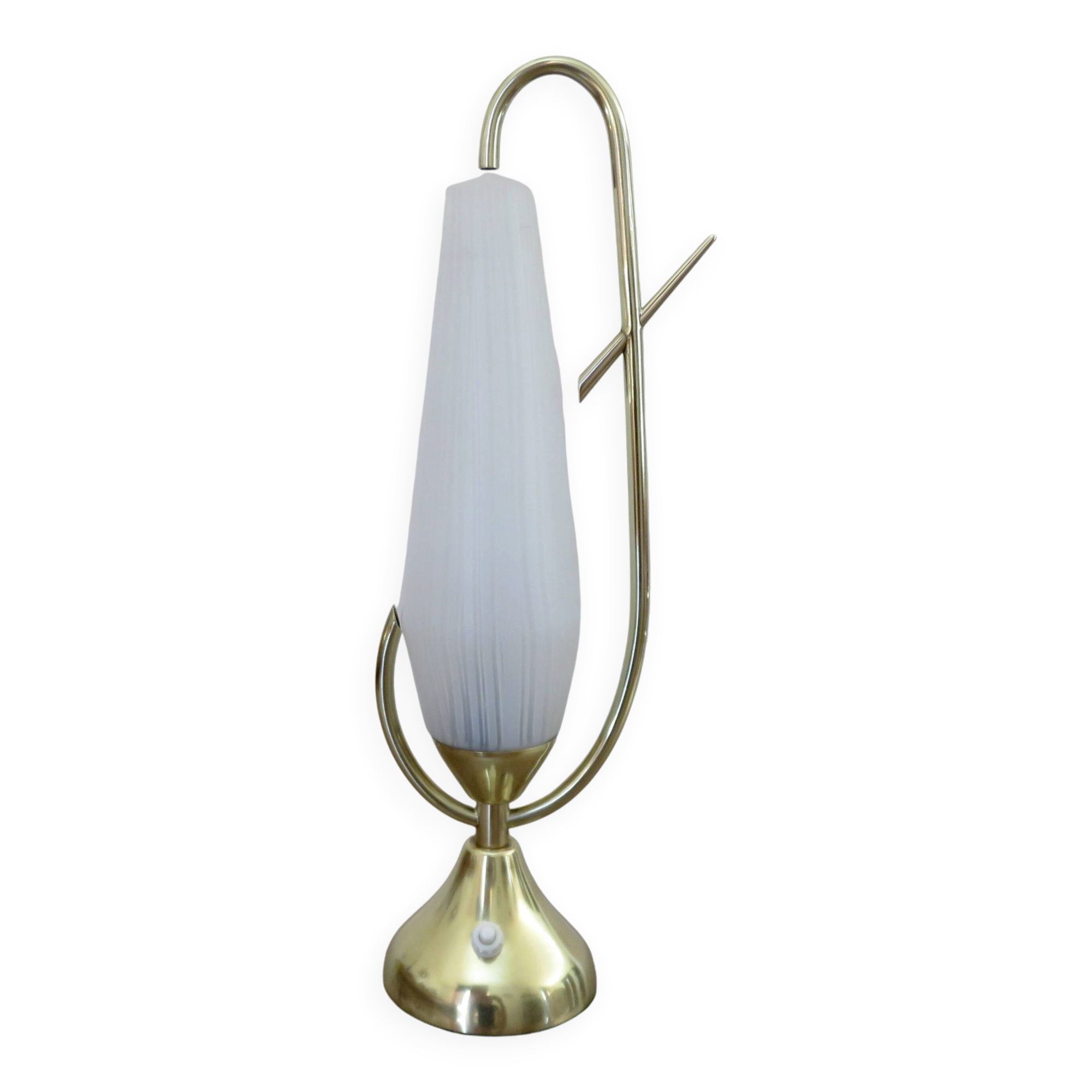Grande lampe en verre et laiton 1950 1960