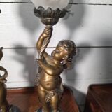 Pair of putti angel lamps from the 19th century.