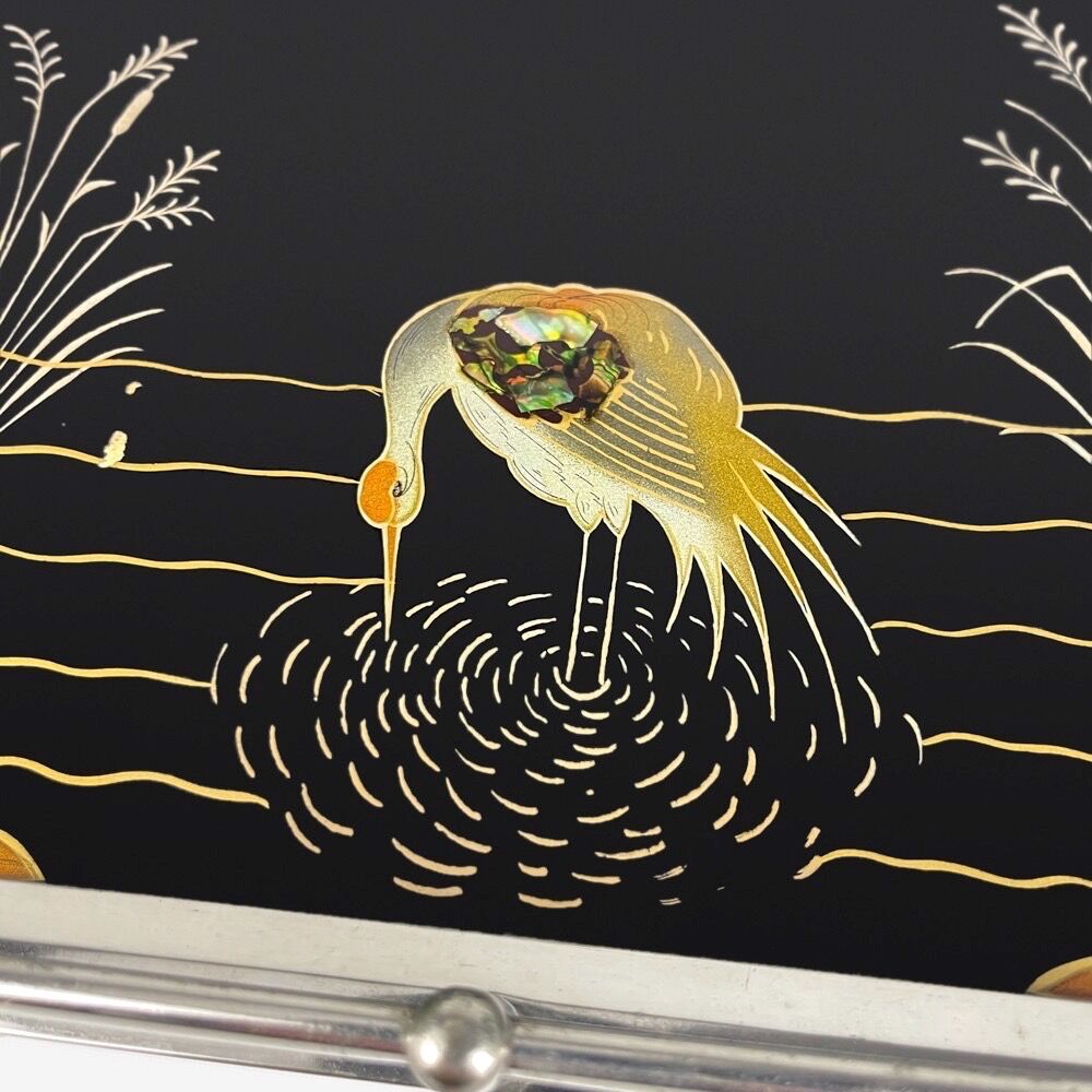 Art Deco tea tray glass and silver metal 30s