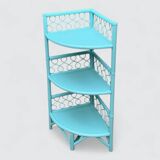 Vintage turquoise rattan corner shelf 1960