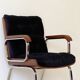Vintage wood and metal velvet armchair