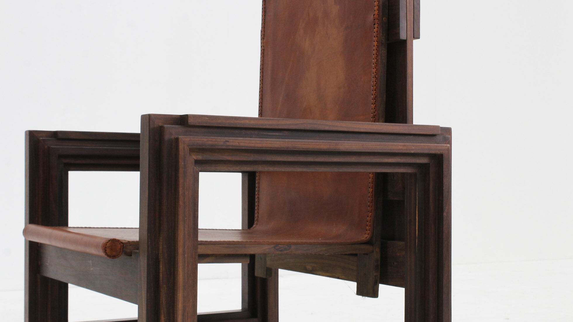 Vintage sculptural leather armchair by Anacleto Spazzapan, Italy 1970s