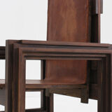 Vintage sculptural leather armchair by Anacleto Spazzapan, Italy 1970s