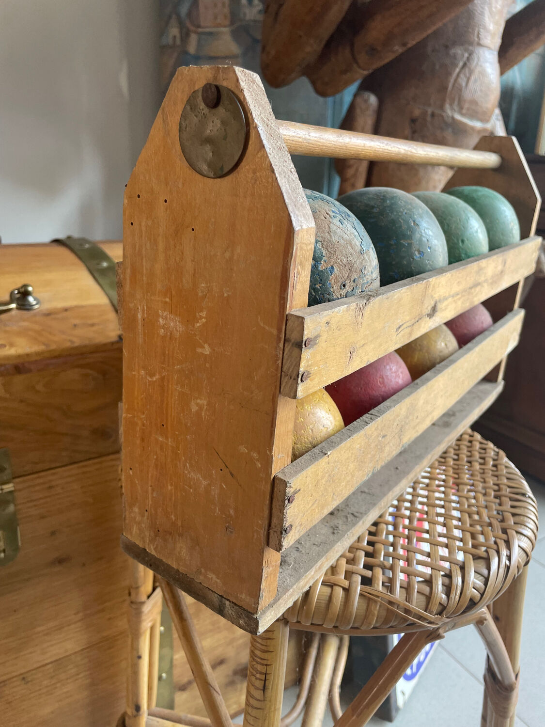 Jeu de boules en bois vintage