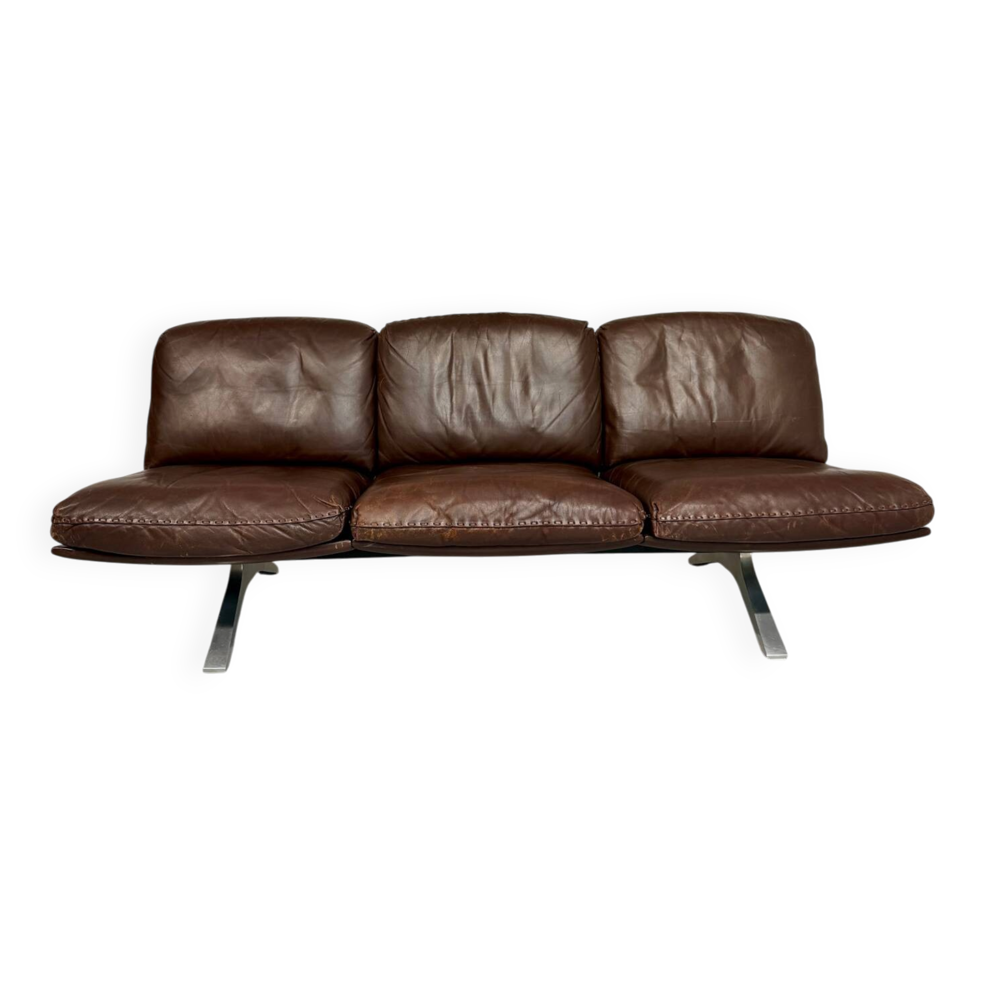 De Sede DS31 vintage leather 3-seater canapé banquette from the 1970s.
