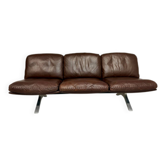 De Sede DS31 vintage leather 3-seater canapé banquette from the 1970s.