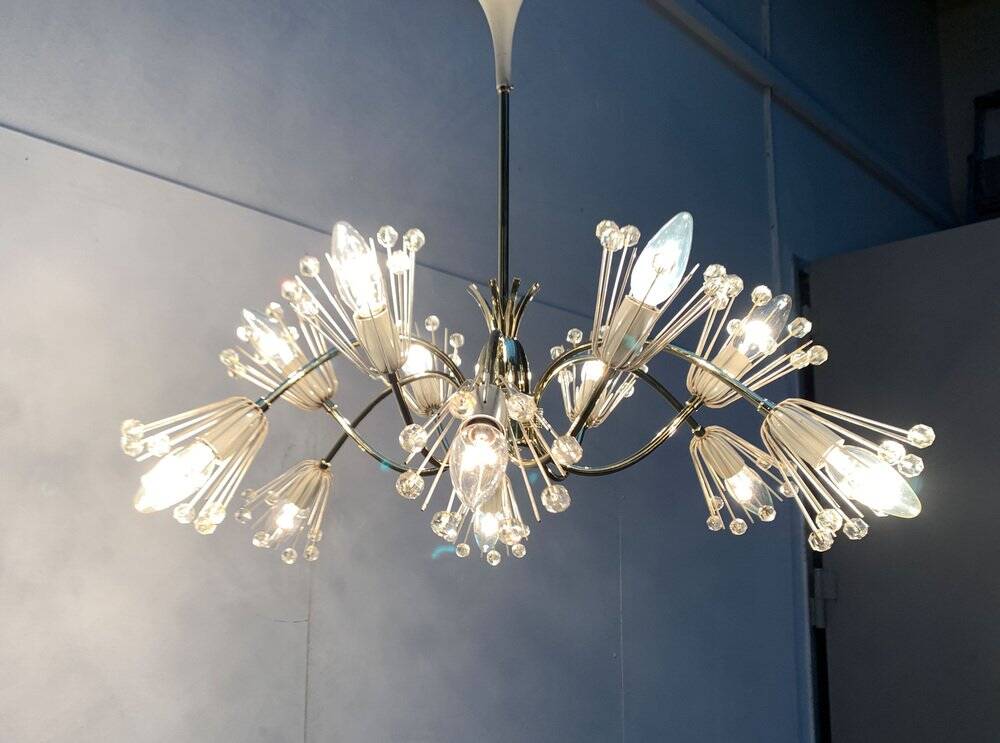Austrian flower chandelier by Emil Stejnar for Rupert Nikoll, Vienna, Austria, 1950s.