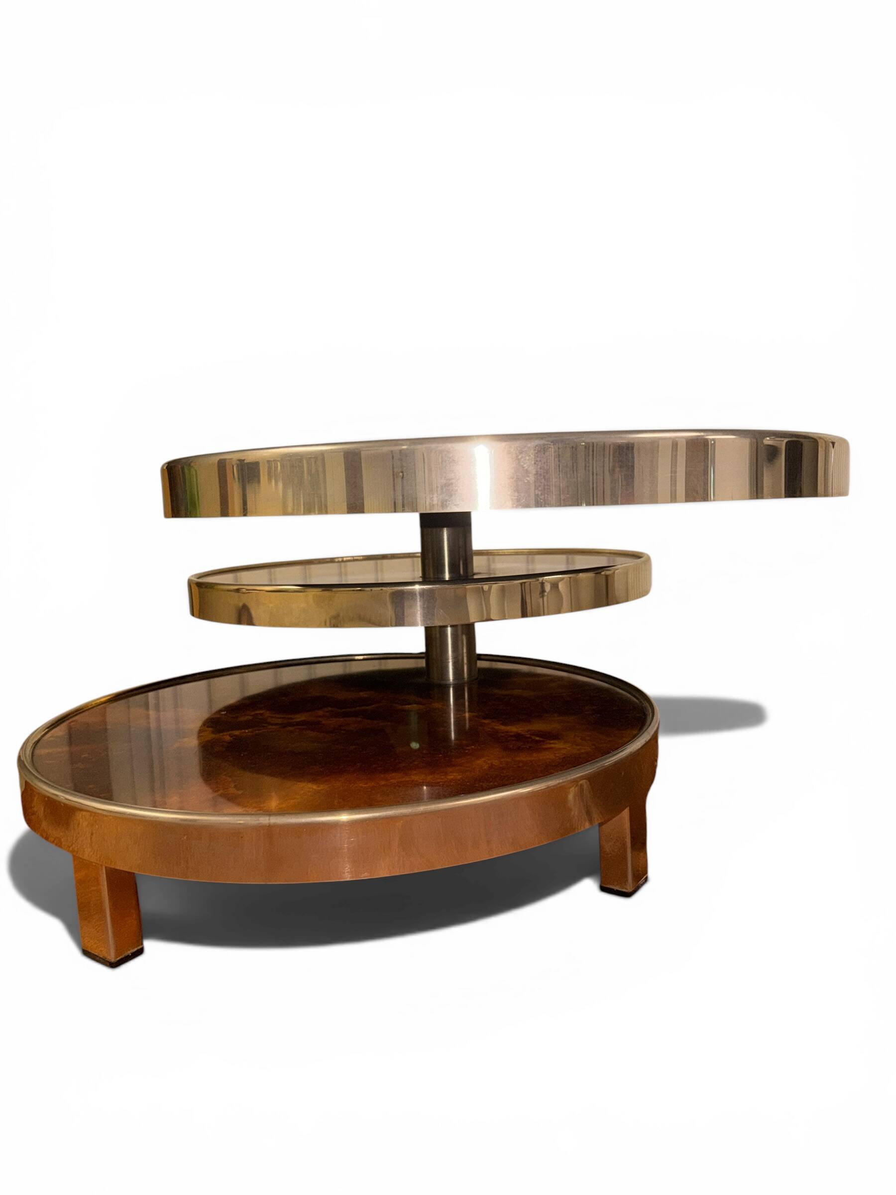 Coffee Table with 3 Platforms in Elm Burl - Maria Pergay