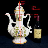 Faience ewer with dragon's head spout - decor 'vieux moustier'