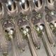 Suite of 12 small silver metal spoons design Vintage mid-twentieth
