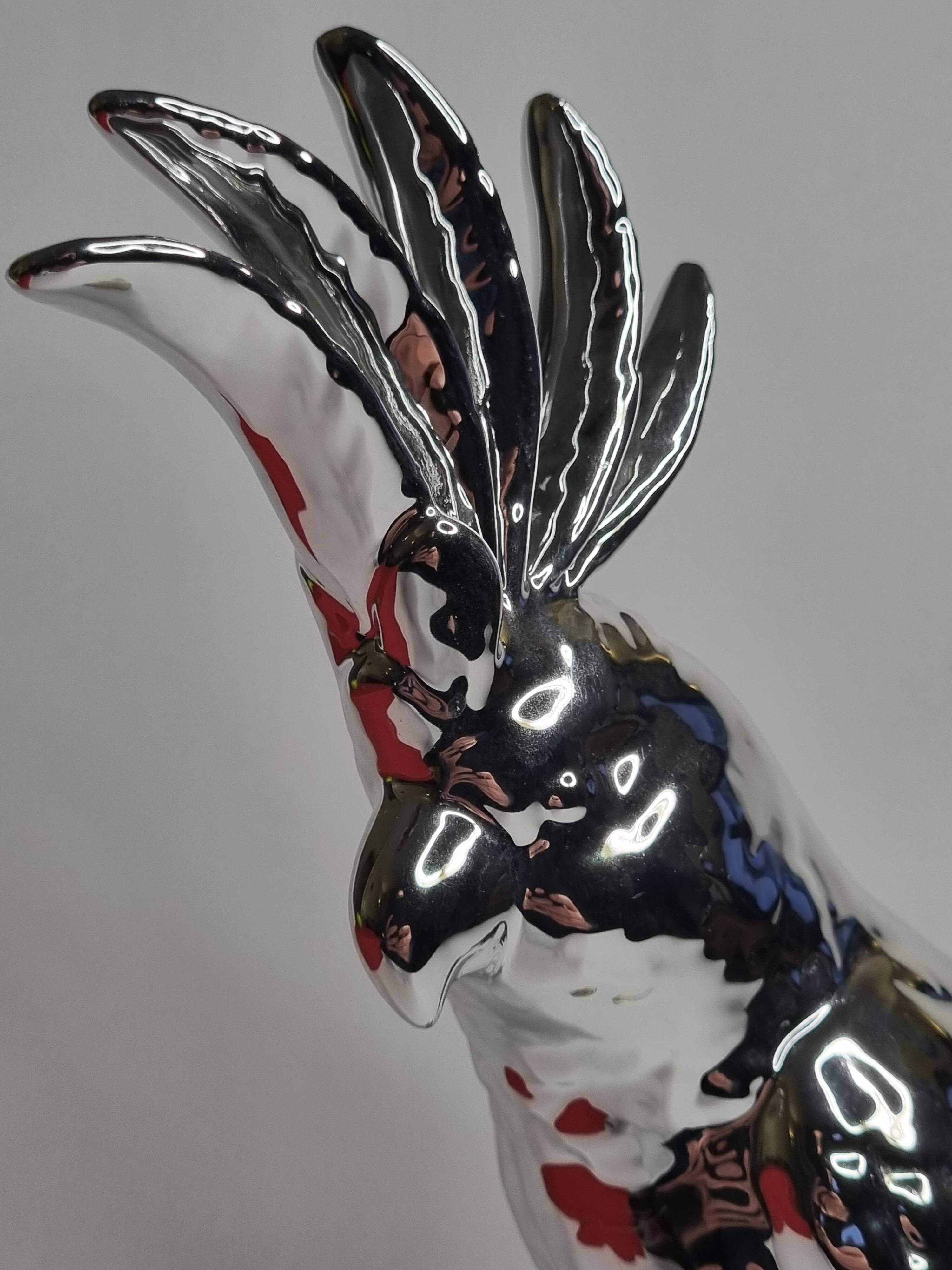 Cockatoo sculpture in biscuit porcelain, Pols Potten, 33 cm