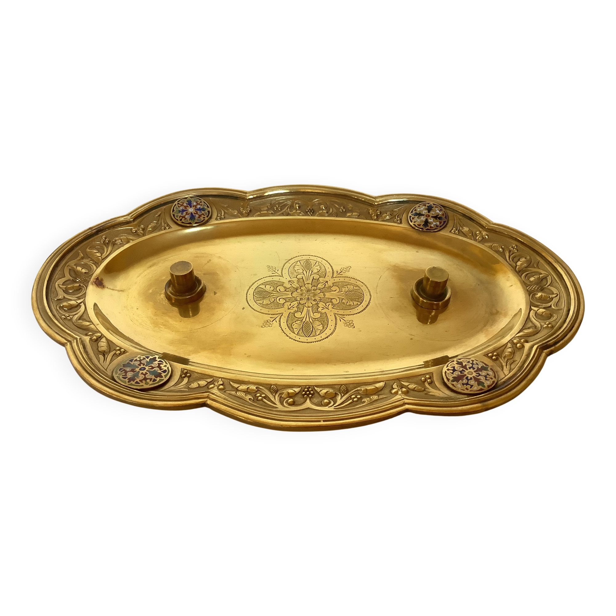Small brass tray with cloisonné enamel.