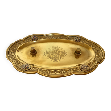 Small brass tray with cloisonné enamel.