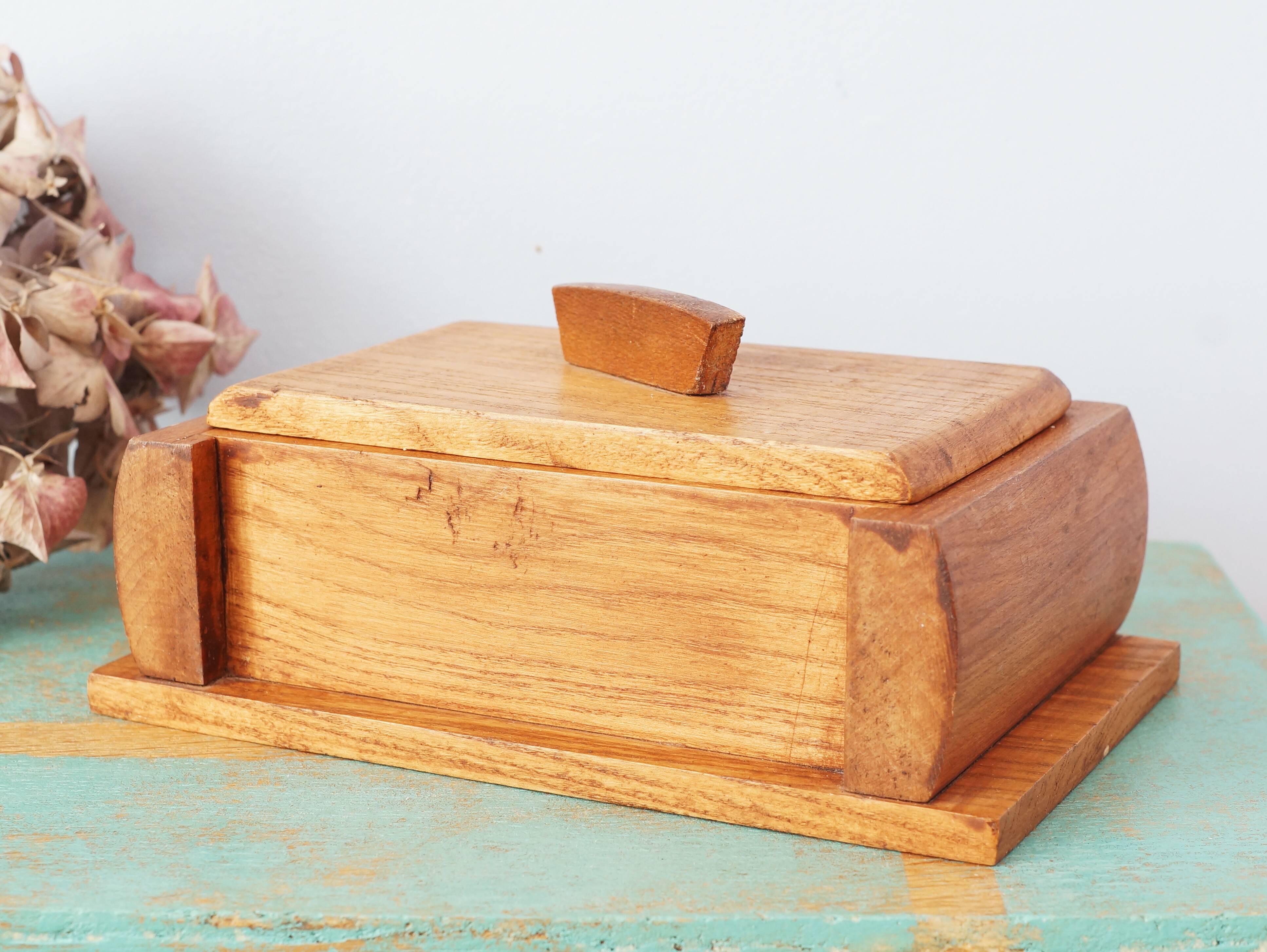 Handcrafted wooden box in art deco style, vintage