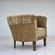 1960s, Danish vintage armchair, green furniture velour, ash wood legs.