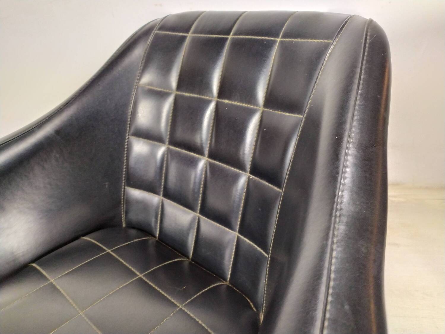 Vintage black skai armchairs