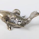 Vintage silver plated koi fish candle holder