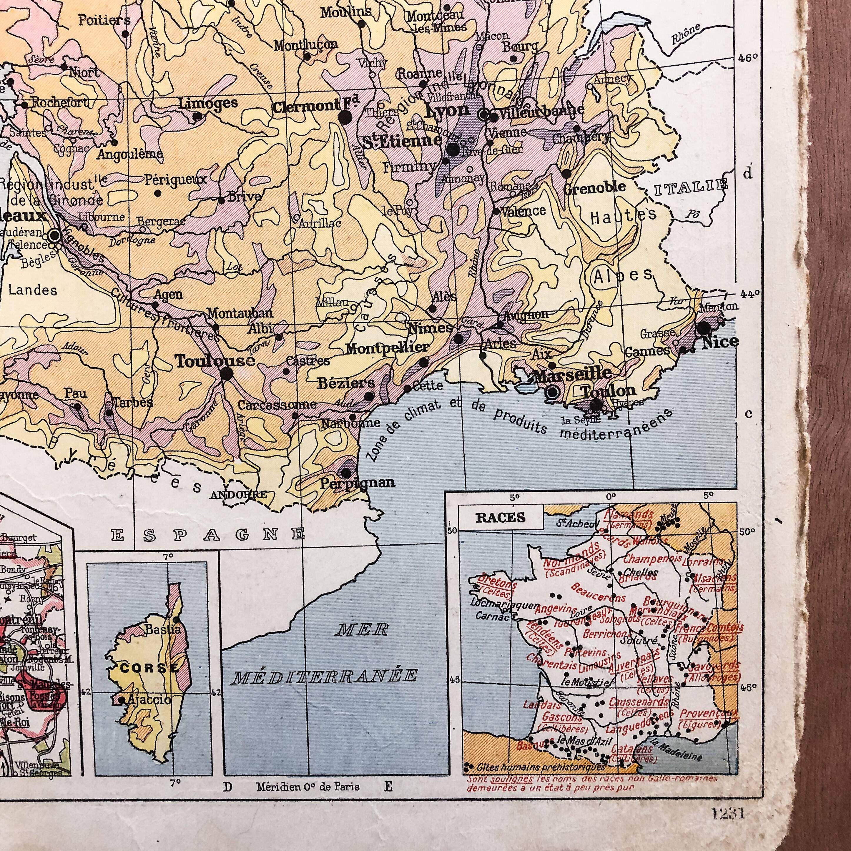 Map of France of the railways of 1929