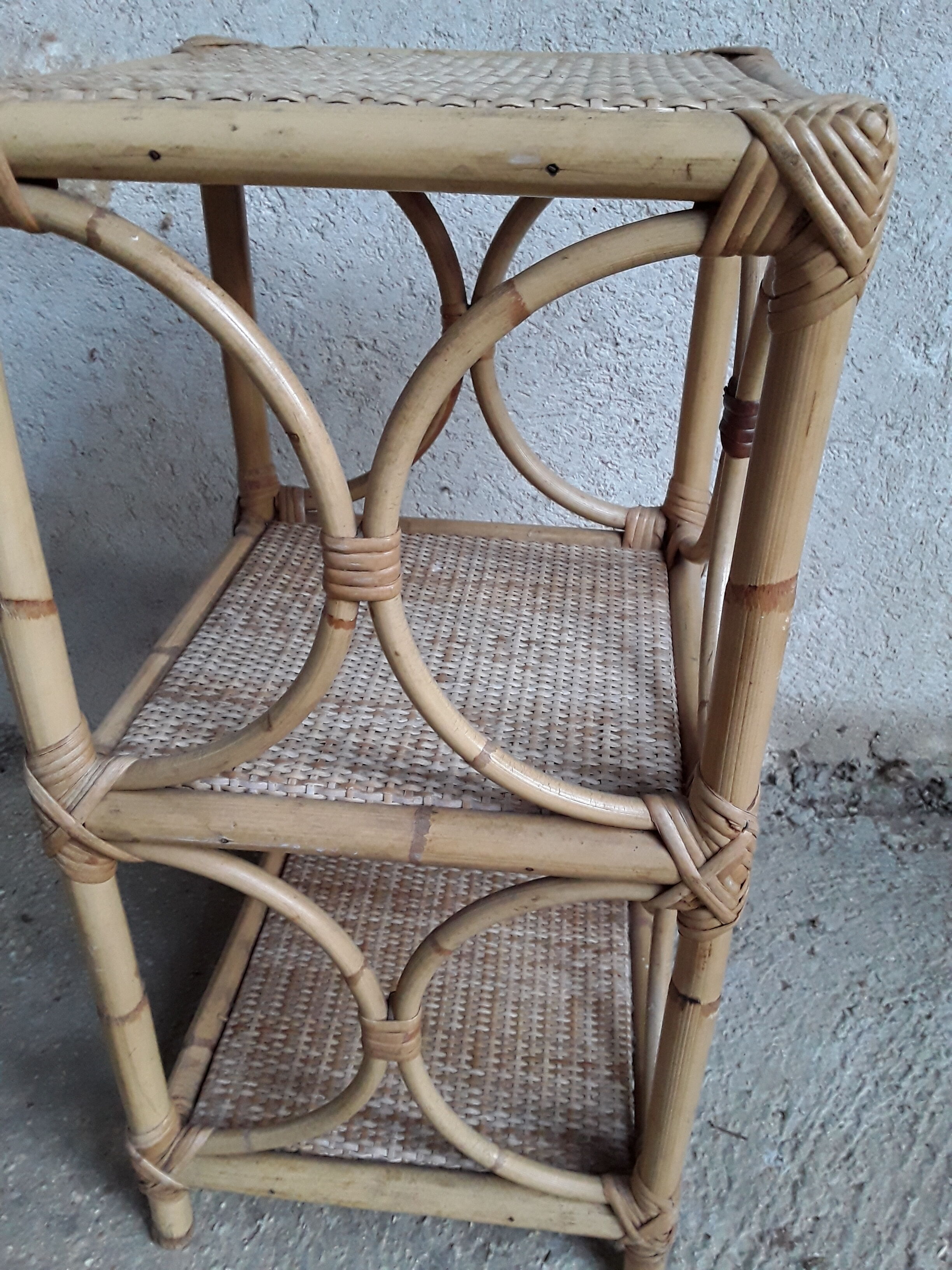 Rattan and bamboo shelf
