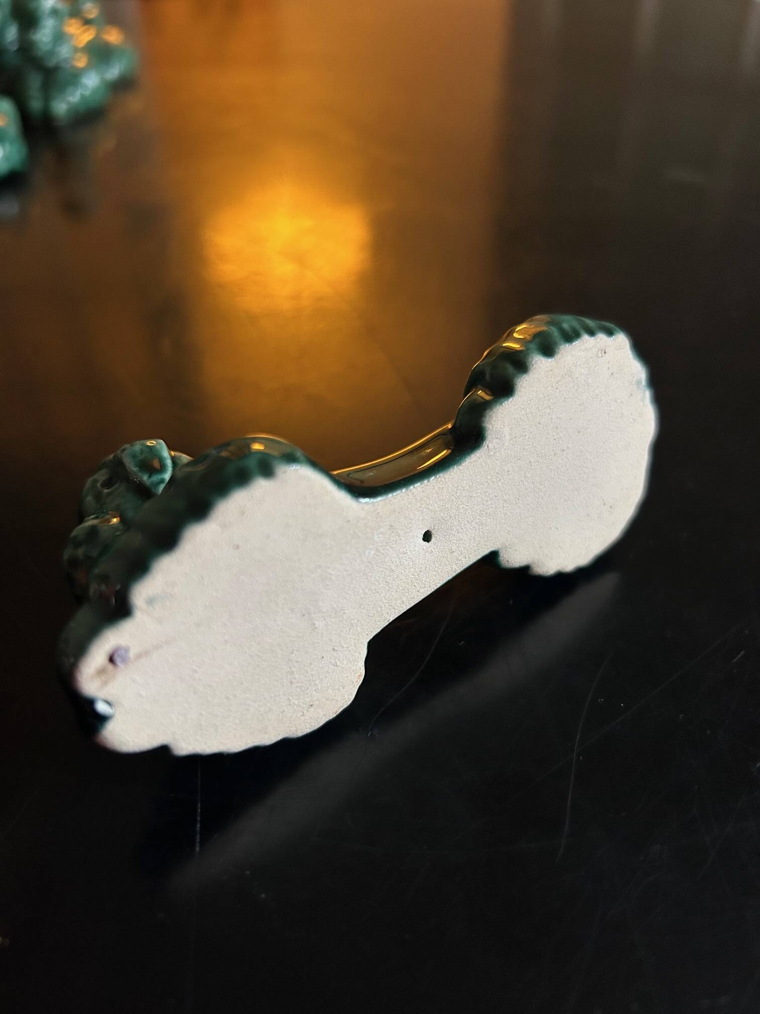 12 green ceramic cutlery holders