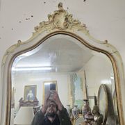 Console + grand miroir de style Louis XV en bois laqué et doré