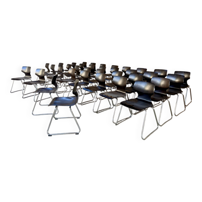 ✨ Lot de 100 chaises Pagholz flototto noires – Piètement tubulaire chromé