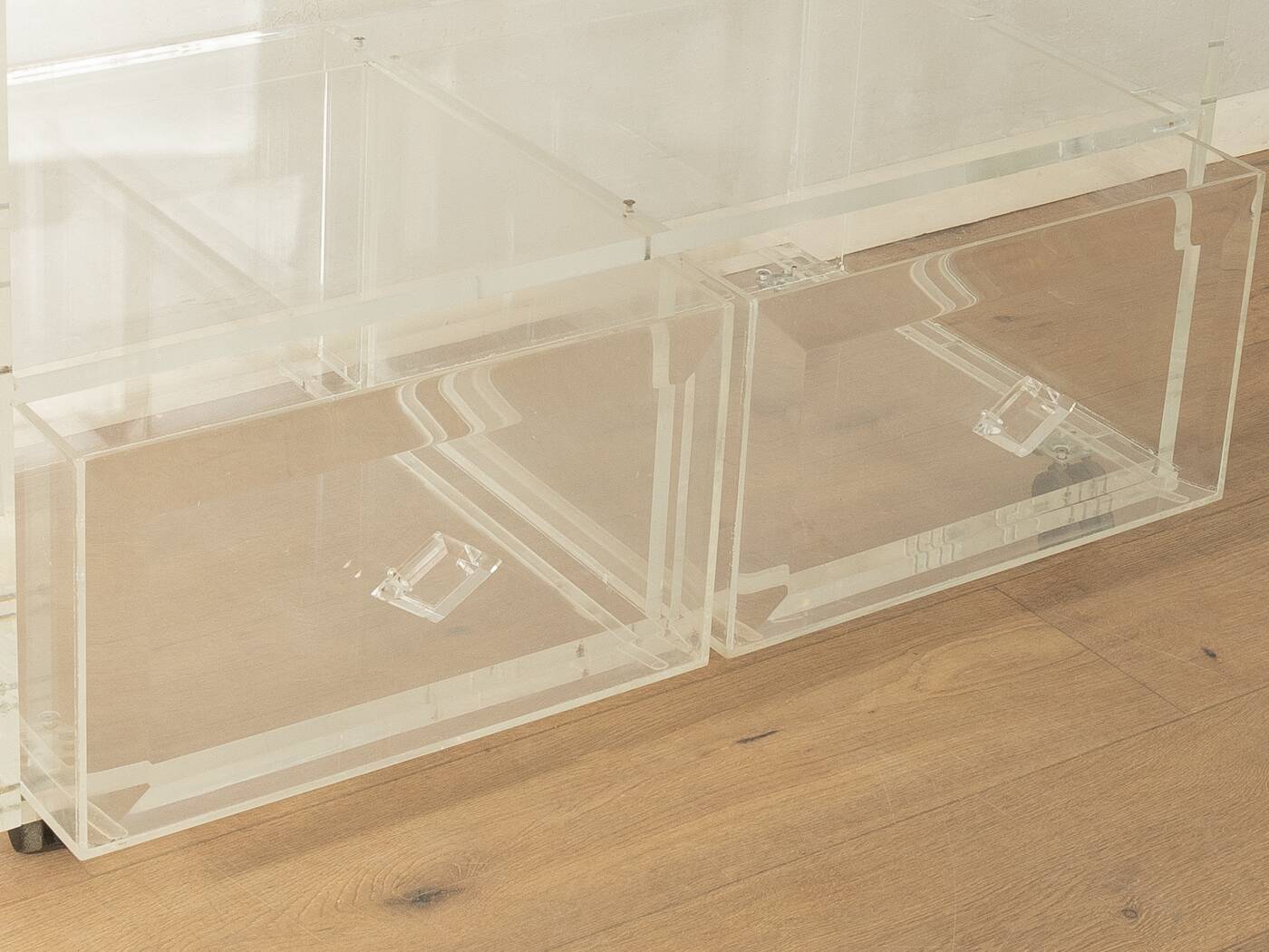 Minimalist chest of drawers from the 1980s, acrylic glass, unique piece