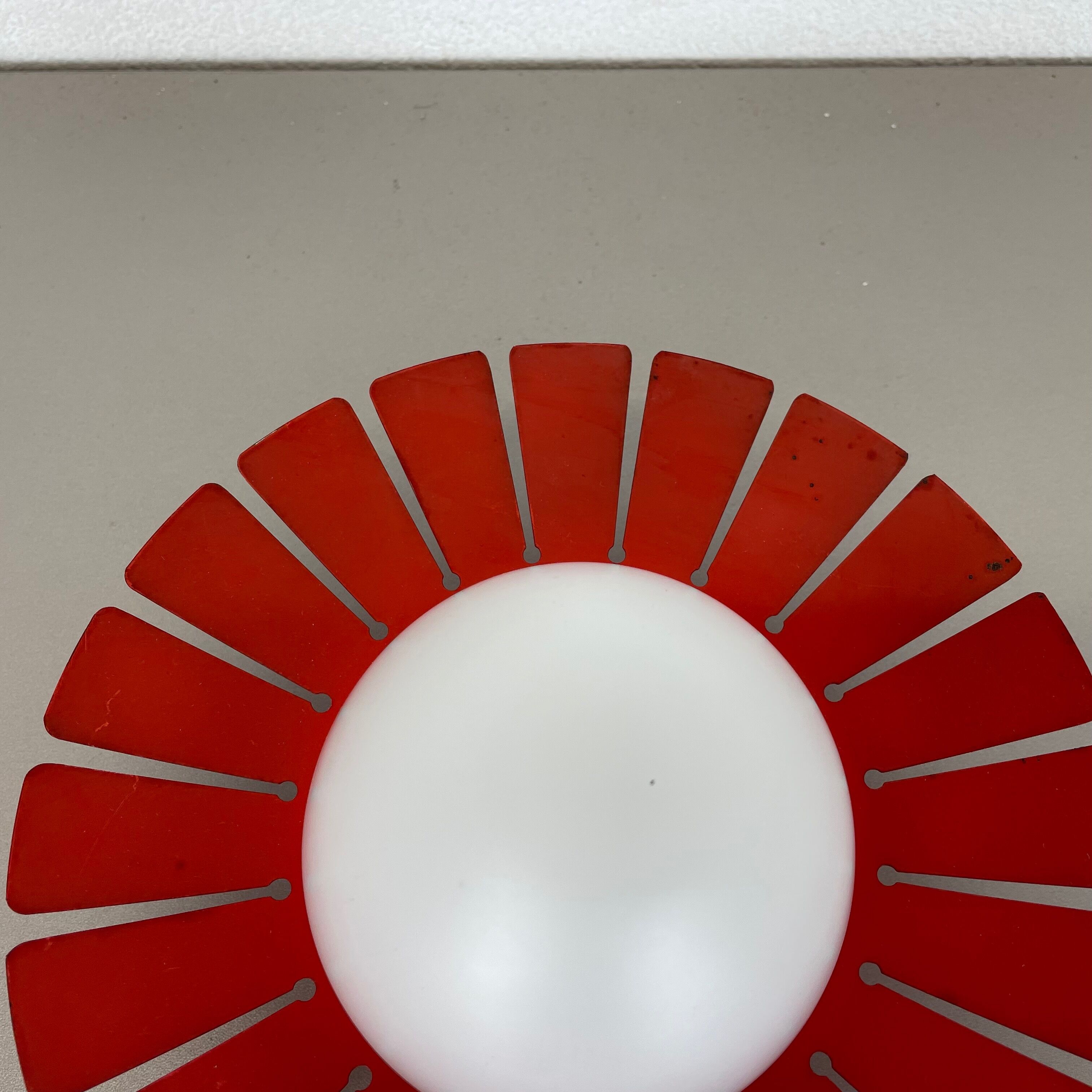 Red opaline glass wall sconces, Italy, 1960s