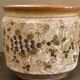 Large Italian Hand-Painted Ceramic Jardinière with Floral and Grape Motifs,