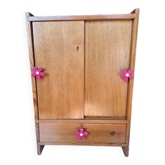 Pop doll toy wardrobe for children wooden furniture 1960 france for room decoration