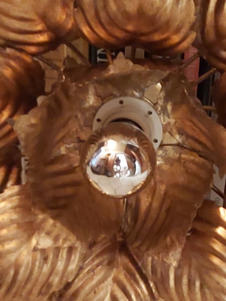 Sconce metal golden leaves 70s