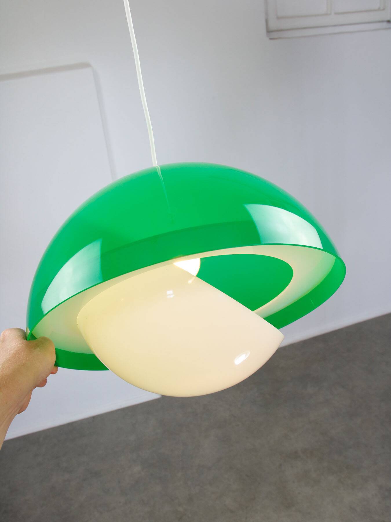 Italian Space Age Pendant in Brass and Acrylic Glass, 1970s