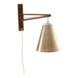 Wooden wall light with adjustable arm