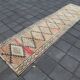 Tapis Couloir Vintage Beige Motifs Géométriques Anatoliens, 91x352 Cm