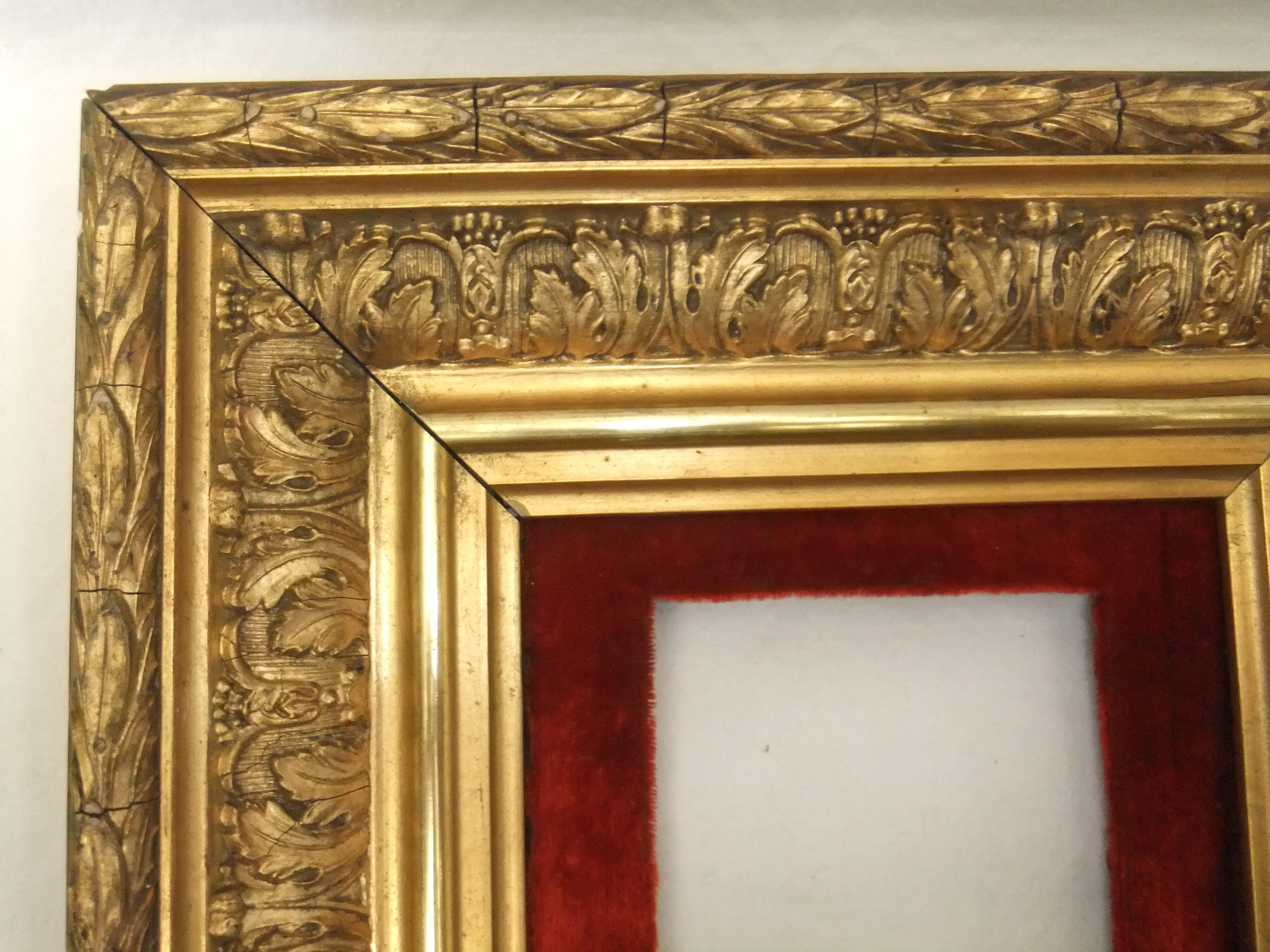 Frame XIX gilded stucco wood decoration acanthus leaves painting painting
