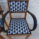 2 bridge armchairs in solid wood with totally restyled fabrics