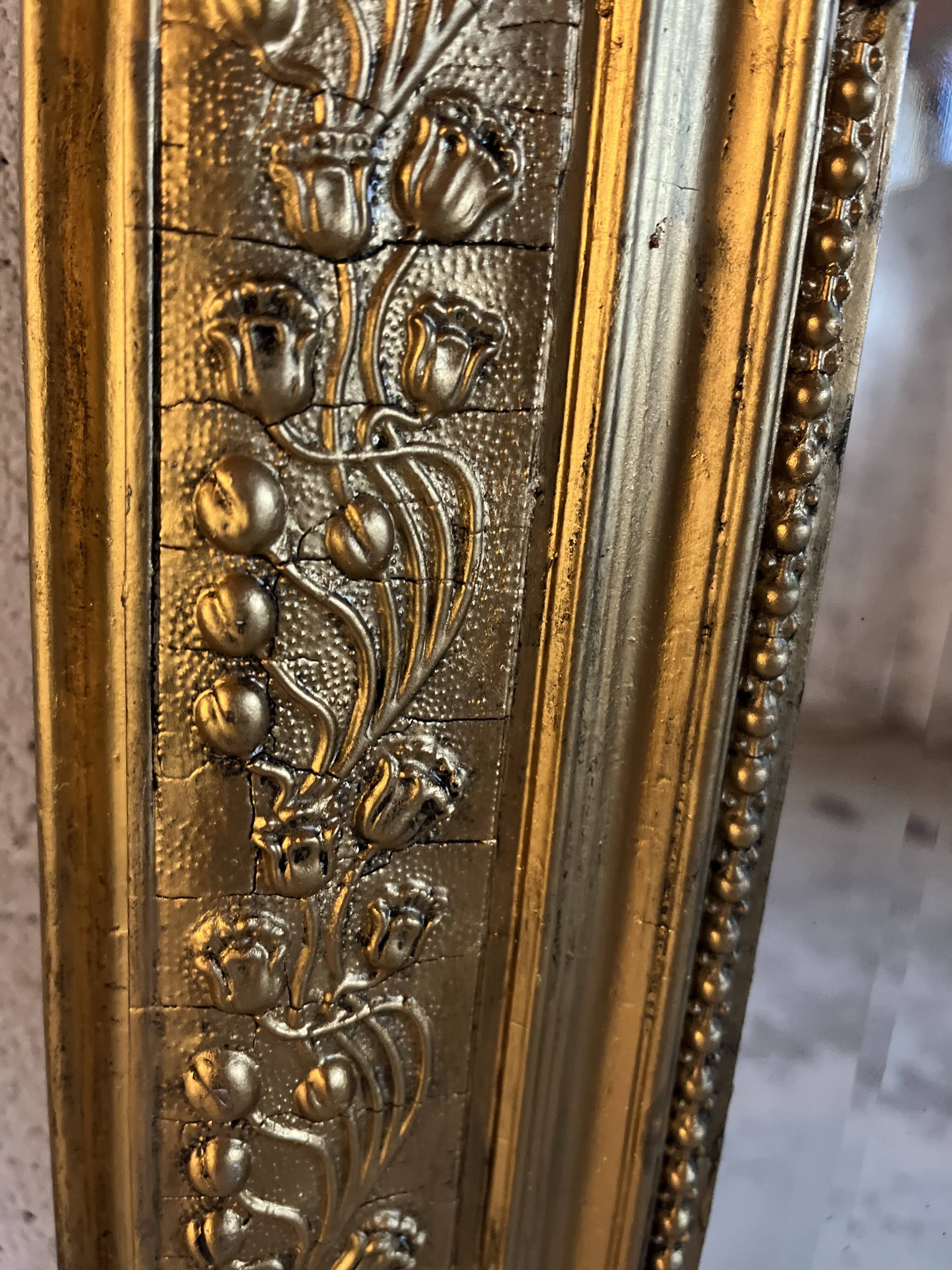 Old mirror Louis Philippe. Beveled mercury ice