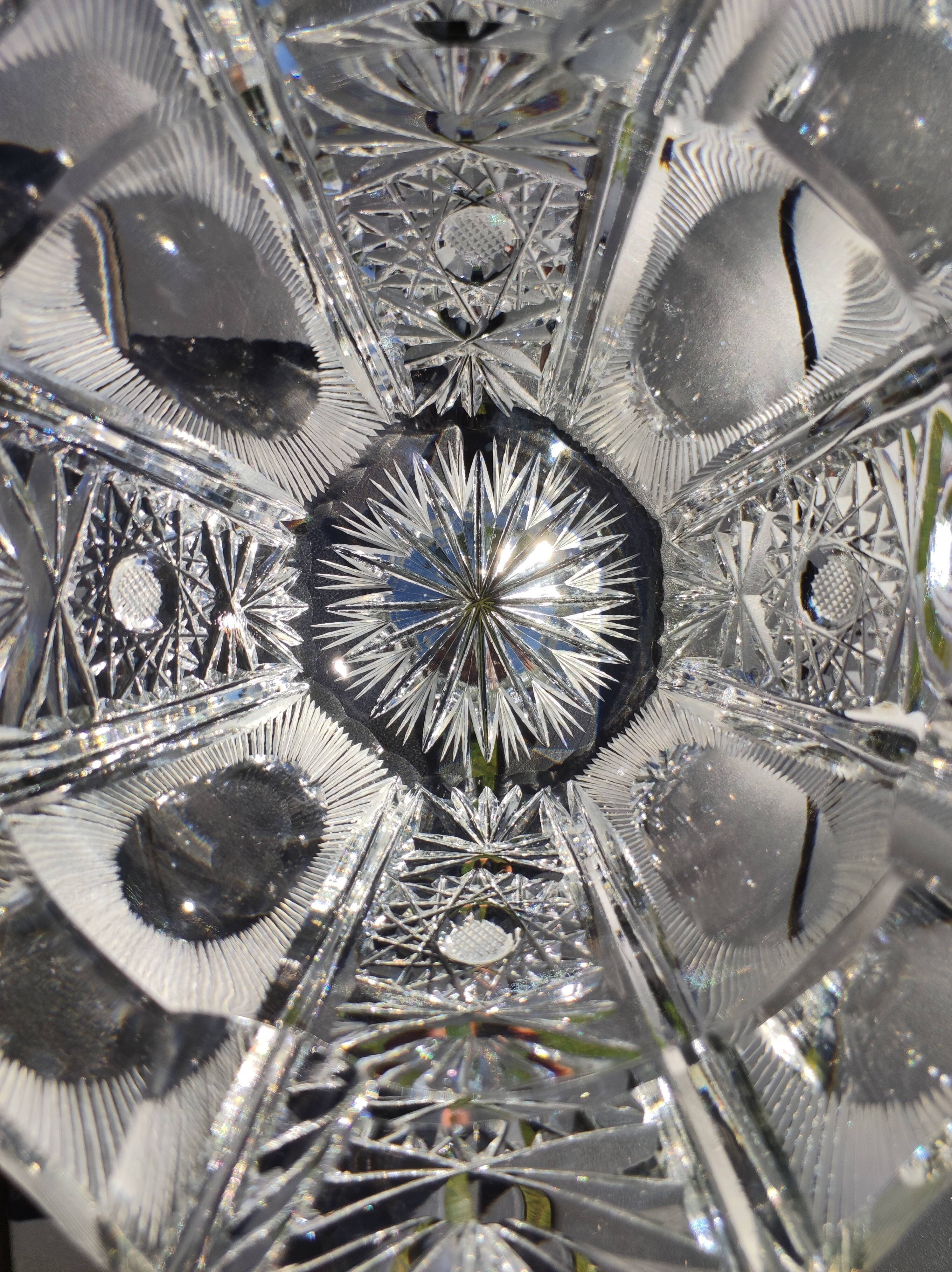 Empty pocket/Ashtray octagonal shape Diamond in finely cut Bohemian crystal, vintage