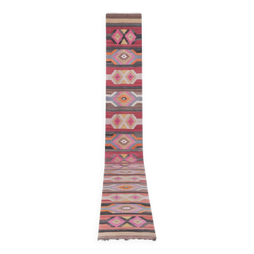 Vintage Turkish hallway rug 78x642 cm