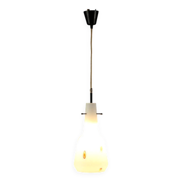 Vintage metal, brass and glass pendant light, Italy 1960s