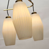 1950s Italian triangle lamp in brass and opalglass